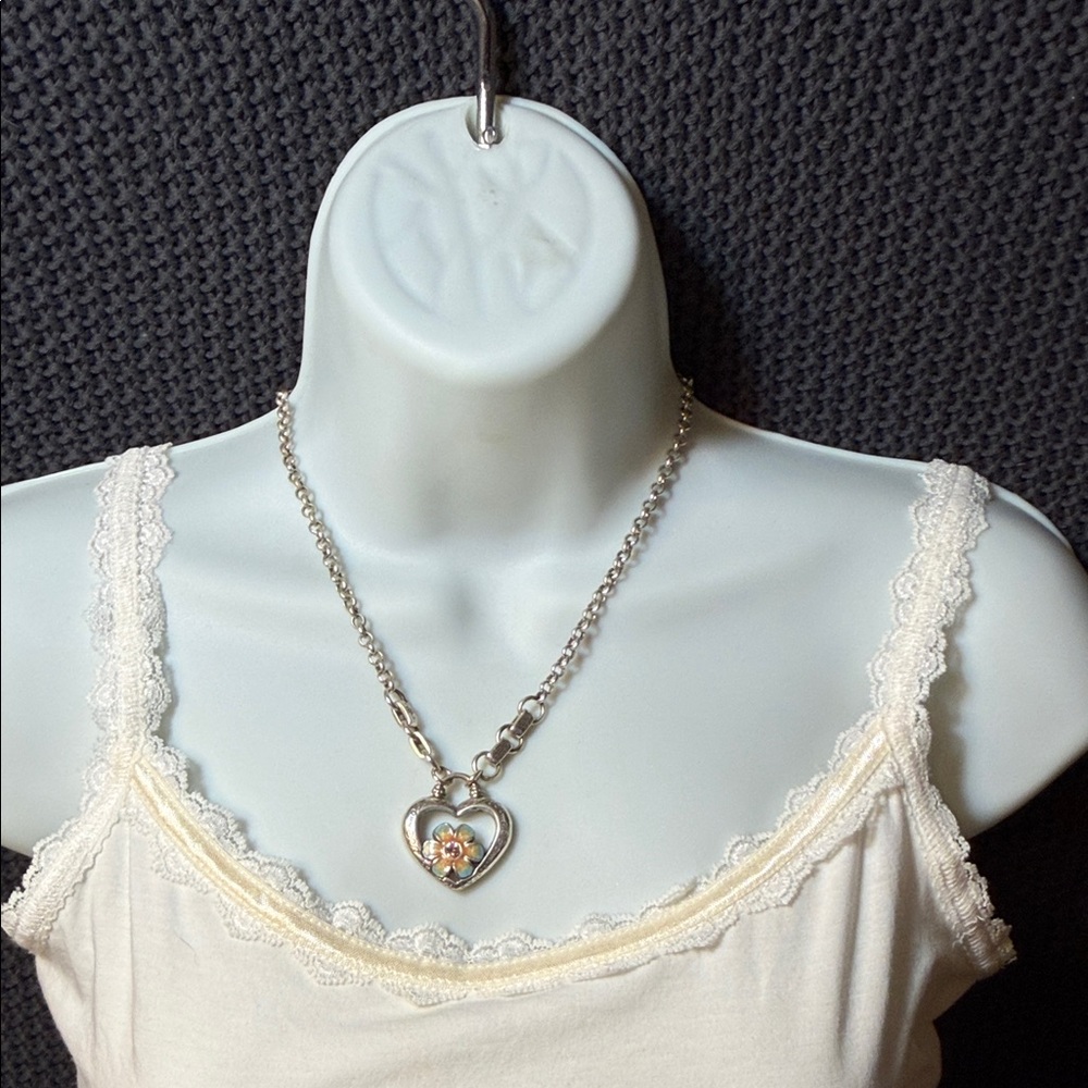 Brighton Heart Pendant Necklace with Flower Design 150 - Picture 5 of 7